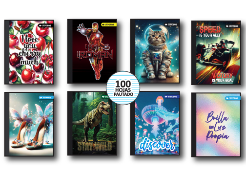 CUAD COS GDE PAUTADO 100H METALIZADO 8 DISEÑOS COBERTURA HOLEOGRAFICA